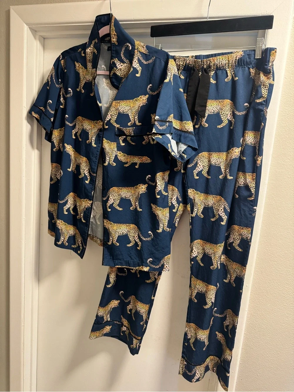 Katie Kime Leopard Print Cotton Pajama Set – Size L